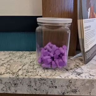 Complementary ear plugs at the front desk. In case you want to sleep before the shows are over.