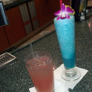 Blue Hawaii &amp; Grey Goose cran w/ pineapple.