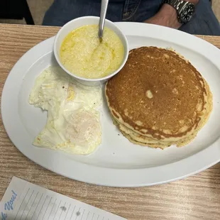 Pancakes with a side of grits