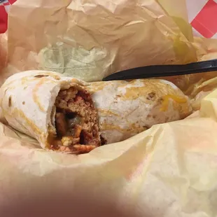 Chorizo, egg, sausage and cheese.