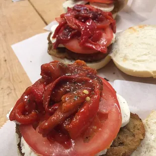 Breaded Eggplant, Fresh Mozzarella, Roasted Peppers and Tomatoes