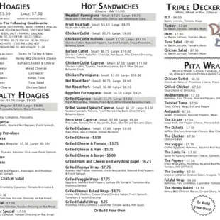 Full Menu .  Call ahead for soup specials.