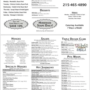 Full menu gourmet deli, soups, catering
