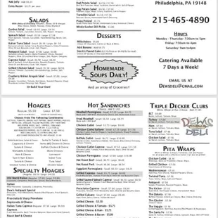 Dew's Deli Menu