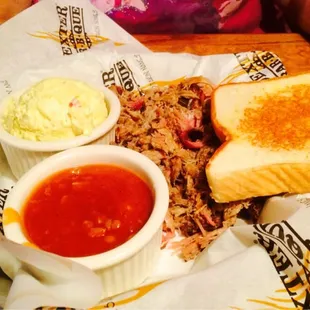 Great pulled pork with sides