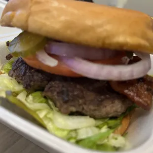 Baby Jays bacon burger