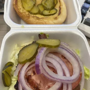 Toppings on burger