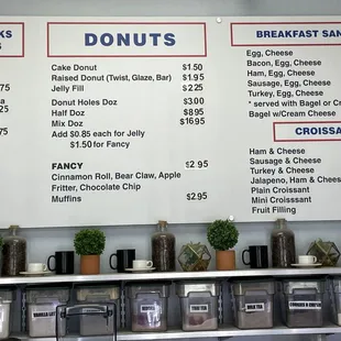 Menu board (as of 5/29/24)