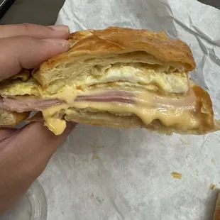 Ham egg and cheese croissant