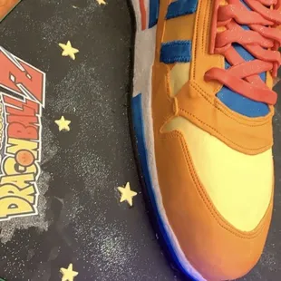 a pair of sneakers on a cake