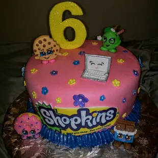Shopkins birthday cake with hand sculpted shopkins