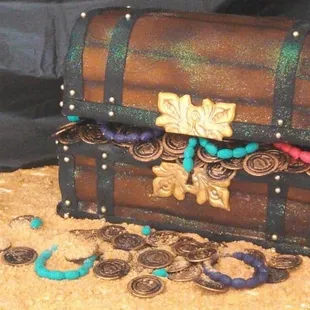 Pirate treasure chest cake from Dezie's Sweet Treats