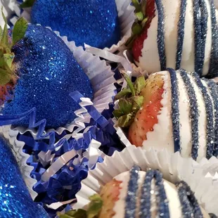 blue and white strawberries