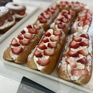 a variety of pastries on display