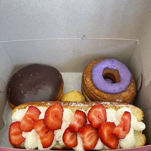 Custard filled, ube cronut, strawberry bar