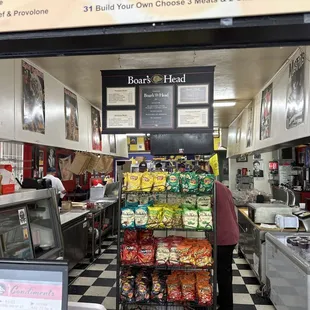 the inside of a deli