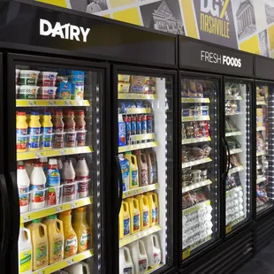 dairy refrigerators in a grocery store