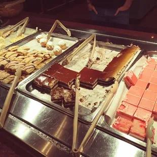 a variety of desserts on display