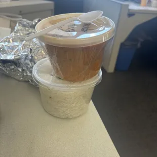 Rice and chicken tikka masala