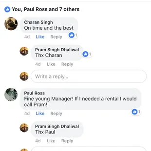 Customer review from Facebook