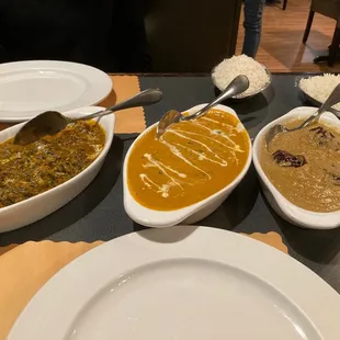 Chicken Saag, Chicken Tikka, Guthi Vankaya