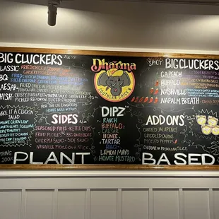 Vegan menu board
