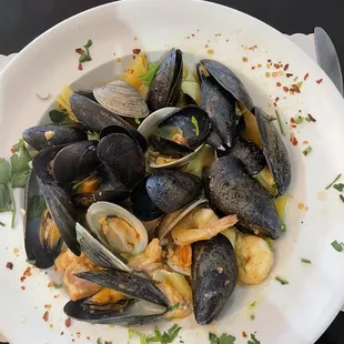 Fruiti do Mare; Pasta, Salmon,clams,mussels and pasta