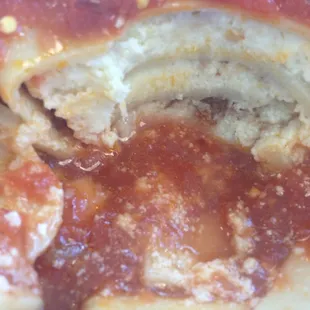 Layers exposed: Half-Half meal with lasagna and ravioli (no mozzarella on top) :*-(