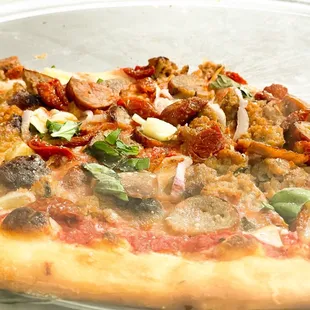 Classic slice--sausage, mushrooms, and more