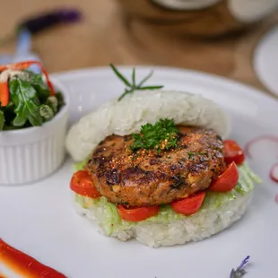 Basil Sticky rice burger