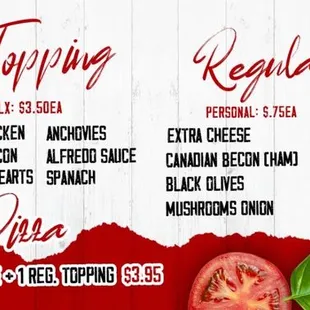 Topping list