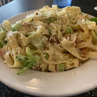 Bacon and broccoli Alfredo