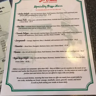 menu