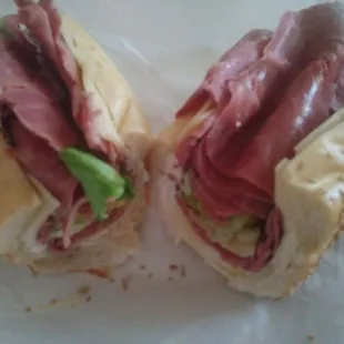 Corned beef on a half roll