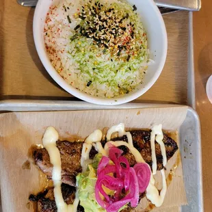two plates of food on a table