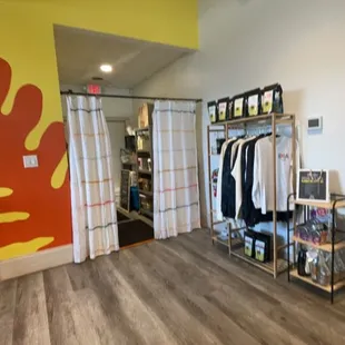 a view of a clothing store