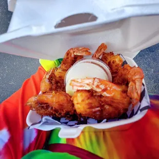 a basket of fried shrimp