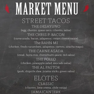 a chalkboard menu