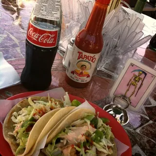 Breaded Halibut Taco & Tilapia Tostada Ceviche Mixta