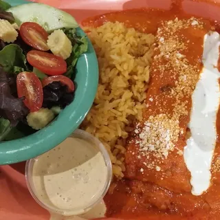 Salmon Enchilada Mojada & Mahi Mahi CrispyTaco