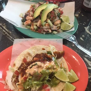 Prawn and Octopus Tostada