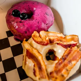 bacon and blueberry donuts
