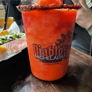 Strawberry frozen michelada (I think)