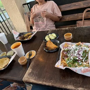 Birria Fries, mulitas, tacos and quesabirria. Cup on Consume as well.