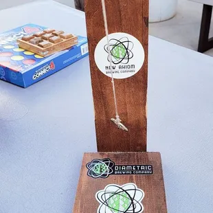 a beer bottle on a table