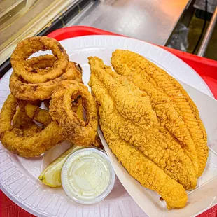 Fish plate with onion rings!