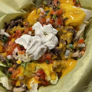 Keto menu hack - Carne Asada fries, but ask for it on a bed of lettuce instead of fries.