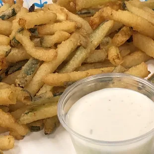 Zucchini fries with ranch dressing