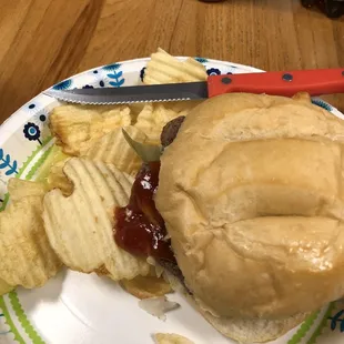 a sandwich and chips on a plate
