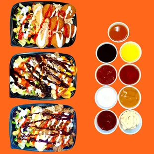 Rice Platters ( New York Style ). come with delicious Salad, Chicken Breast, Chicken thighs, Gyro, Falafel